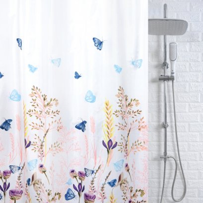TEXTILE SHOWER CURTAIN POLY SPATEX DESIGN