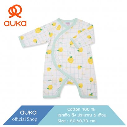 Auka ชุดหมีแขนยาวมีเท้า เด็กแรกเกิด - 6 เดือน,Collection Cocoa Lemon