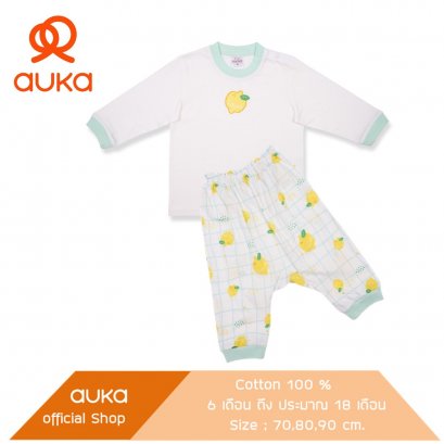 Auka ชุดเสื้อแขนยาว คู่ กางเกงขายาว เด็ก 6 -24 เดือน,Collection Cocoa Lemon