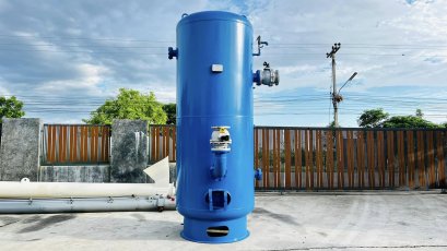 ถังพักลมทรงตั้งขนาดใหญ่(AIR_TANK) ขนาด 5000 Litr หนา 9 mm Test press : 15 bar ถังหนาสภาพสวยพร้อมใช้งาน