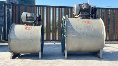 โบลเวอร์ระบายอากาศ_AxialblowerKYOKUTO JAPAN มอเตอร์ Mitsubishi 380V เข้ามา 2 ตัว 10 HP / ใบ 80 cm (32”) 20 HP / ใบ 100 cm (40”)