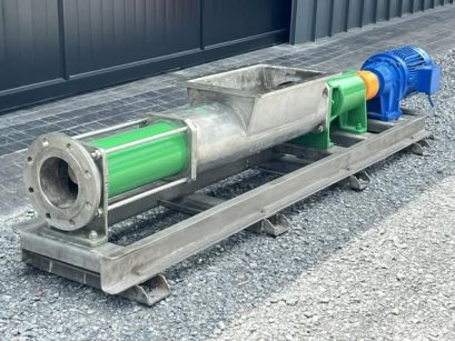 สกรูเพลสสเตนเลสงานยุโรป ALLWEILER AG GERMANY ท่อ 6&rdquo; / ห้องสกรูยาว 140 cm เกียร์ขนาด 5 HP 380V