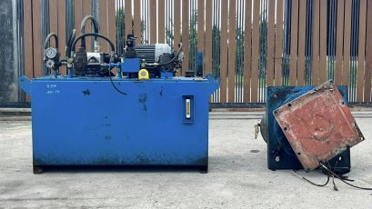 ชุดต้นกำลังปั้มน้ำมันไฮดรอลิค(PowerUnit)ชุดสร้างงานแท่นอัด ขนาด 7.5 HP 380V มาพร้อมกระบอกไฮดรอลิคโตนอก 16”(400 mm) แกน 7”(180 mm) สภาพสวยงานตัดประมูล