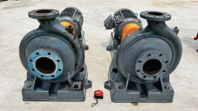 ชุดปั้มน้ำหอยโข่งญี่ปุ่น EBARA JAPAN ขนาด 5&rdquo;- 4&rdquo; / Q : 1120 L/min / H : 45 m / มอเตอร์ HITACHI 30 HP 380V สภาพสวยใหม่พร้อมใช้