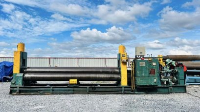 เครื่องม้วนเหล็กแผ่นเก่าญี่ปุ่น UCHIDA JAPAN ม้วนไฮดรอลิค ขนาดยาว 3 เมตร (10 ฟุต) ม้วนหนา 16~20 mm ระบบไฟ 200V (3 สาย)  สดจากนอกเก่าญี่ปุ่น