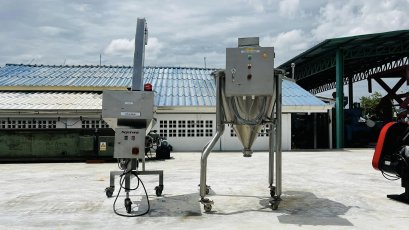 ถังกวนผสมและสายพานลำเลียงงานสเตนเลส งานนอกอย่างหนาเกรดพรีเมี่ยม ระบบไฟ 380V