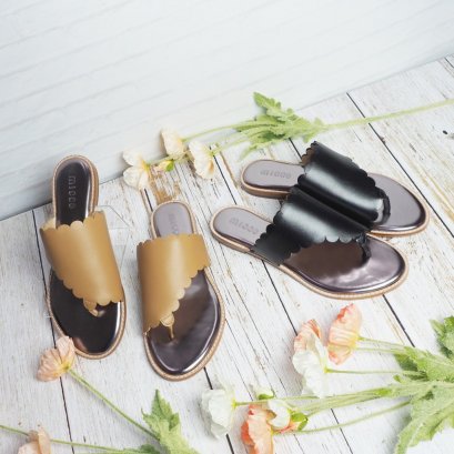 MICCO รองเท้าเเตะหนีบหนังเเท้รุ่น DN-CURVE