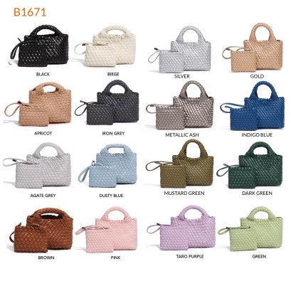 Minicube PU woven leather shopping bag Model B1671