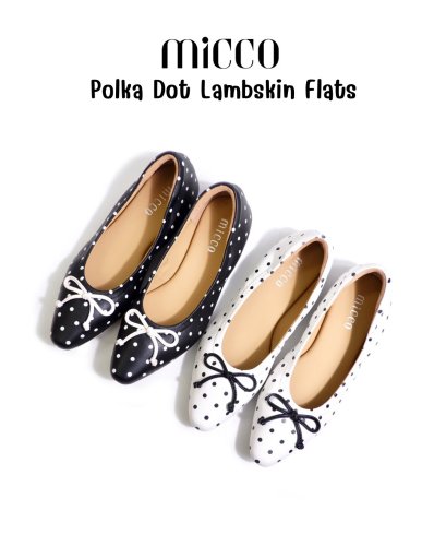 Micco รองเท้าทรงบัลเลต์หัวแหลม ลายจุด Polka Dot รุ่น A730-1