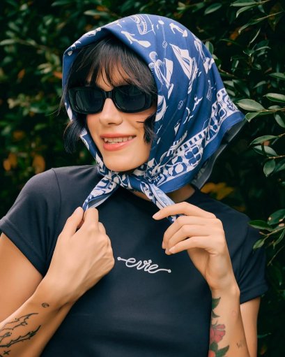Evie.apparel BONNIE HEAD SCARF (Navy)