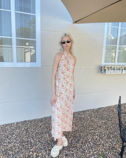 Loincloth Jessica Dress White/Leaf green