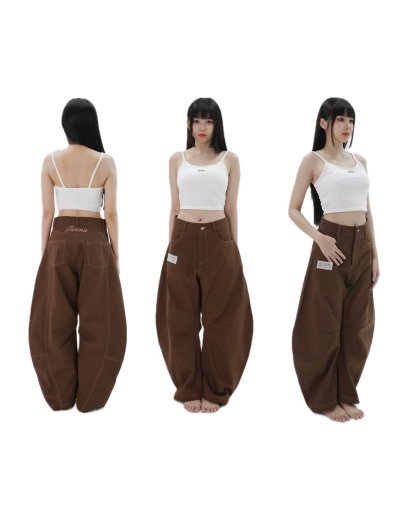 Tivona รุ่น COTTON BARREL PANTS CHOCO