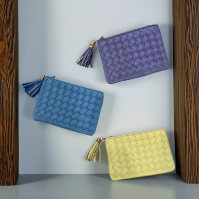 กระเป๋าสตางค์แฟชั่นถักสาน ซิปใบเล็กพกพาง่าย รุ่น B43#