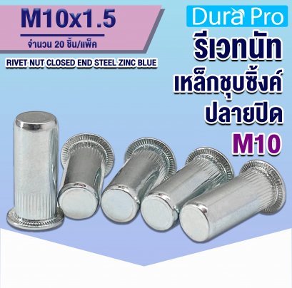 รีเวทนัทเหล็กชุบซิ้งค์ปลายปิด ( RIVET NUT CLOSED END STEEL ZINC BLUE ) เบอร์ M10