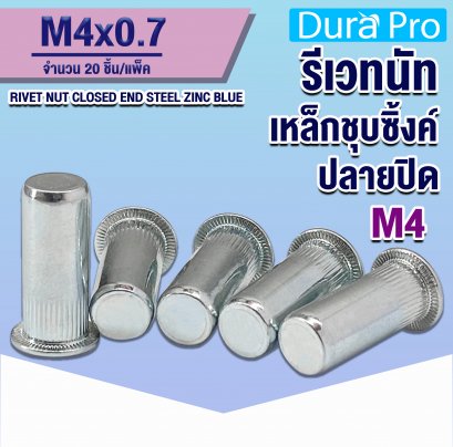 รีเวทนัทเหล็กชุบซิ้งค์ปลายปิด ( RIVET NUT CLOSED END STEEL ZINC BLUE ) เบอร์ M4