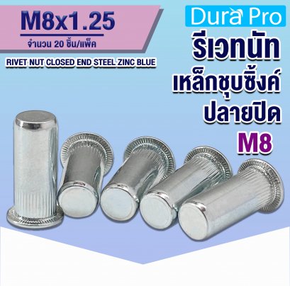 รีเวทนัทเหล็กชุบซิ้งค์ปลายปิด ( RIVET NUT CLOSED END STEEL ZINC BLUE ) เบอร์ M8