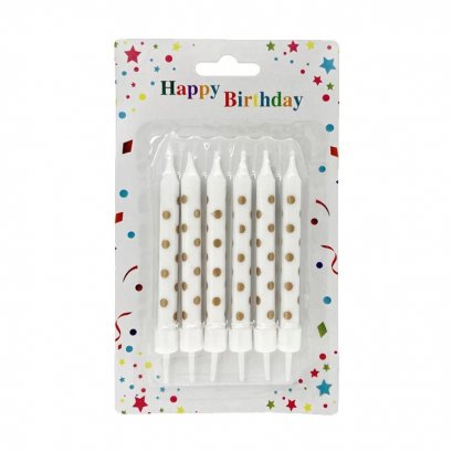 เทียนสั้น6แท่ง-ลายจุด(สีทอง)