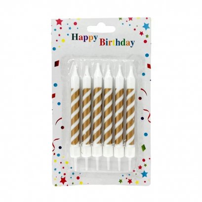 เทียนสั้น6แท่ง-ลายเกลียว(สีทอง)