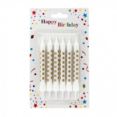 เทียนสั้น6แท่ง-ลายดาว(สีทอง)