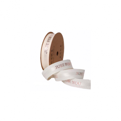 ริบบิ้นลาย JUST FOR YOU-สีครีม