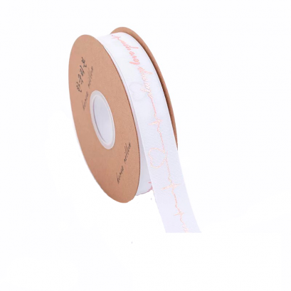 ริบบิ้นลายคลื่นหัวใจ-สีขาว