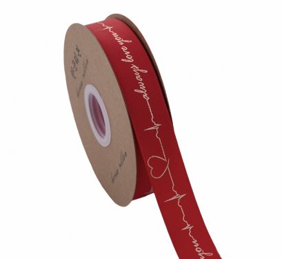 ริบบิ้นลายคลื่นหัวใจ-สีแดงสด