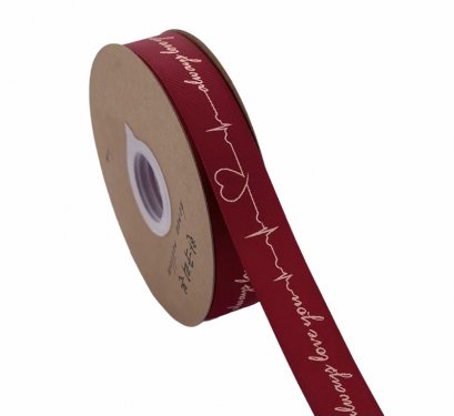 ริบบิ้นลายคลื่นหัวใจ-สีแดงเข้ม