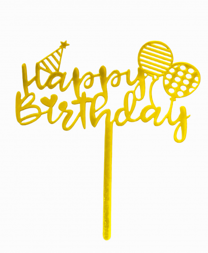 ป้ายปักเค้ก H.B.D. อะคริลิคลูกโป่ง