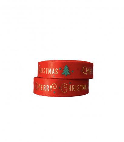 ริบบิ้น Merry Cristmas เคลือบทอง 2cm *10หลา