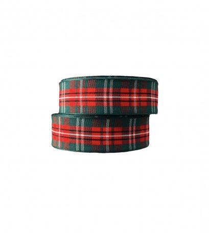 ริบบิ้นลายสก็อตเขียว 2.5cm*ยาว15m.