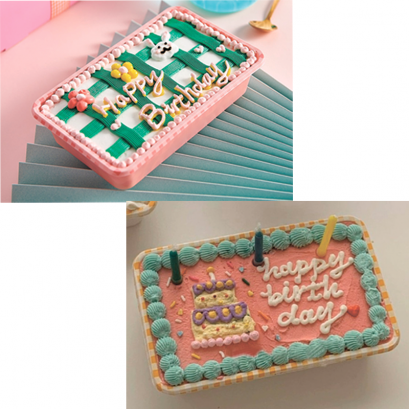 ถาดเค้กลายสก็อตสไตล์เกาหลี พร้อมฝาใส Size L