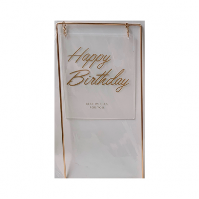 ป้ายปักเค้กใส โครงทอง-เหลี่ยม