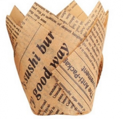 ถ้วยมัฟฟินลายหนังสือพิมพ์-สีคราฟ