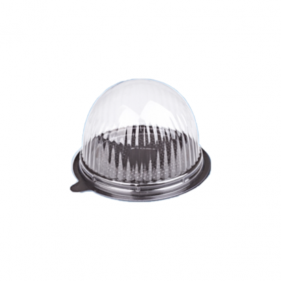 E77 กล่องเค้กฝาทรงโดม (ฐานน้ำตาล)