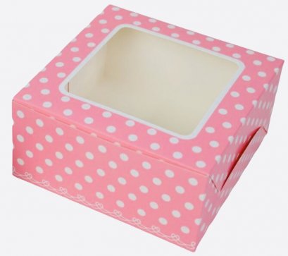 ก.20.3xย.20.3xส.10 cm กล่องเค้ก 1 ปอนด์ ชมพูเข้มจุด