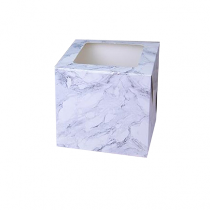 ก.21xย.21xส.20 cm กล่องเค้ก 1 ปอนด์ไวท์มาร์เบิ้ล ทรงสูง 20 ซม.