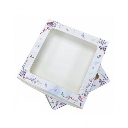 ก.20.3xย.20.3xส.5.5 cm กล่องเค้ก 1 ปอนด์ ทรงเตี้ย ลายเมจิก บลู