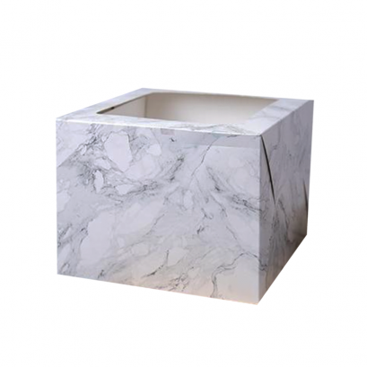 ก.24.5xย24.5xส.19 cm  กล่องเค้ก 2 ปอนด์ไวท์มาเบิ้ล ทรงสูง