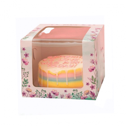 ก.24.5xย24.5xส.18 cm กล่องเค้ก 2 ปอนด์ ลาย ฟลอร่า หน้าต่างวีเชฟ