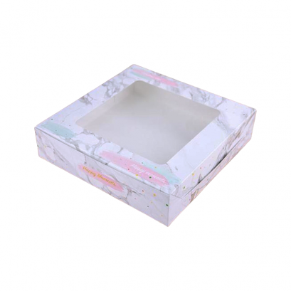 ก.20.3xย.20.3xส.5.5 cm กล่องเค้ก 1 ปอนด์ทรงเตี้ย ลายหินอ่อนเทา