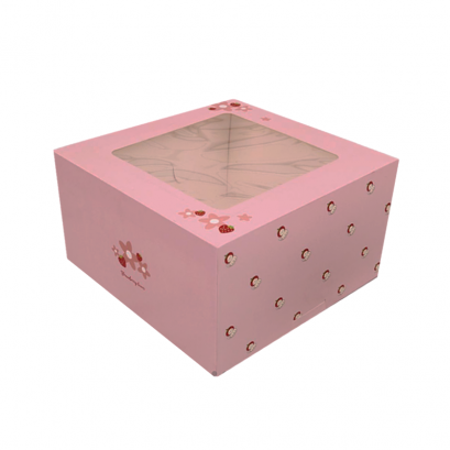 ก.24.5xย24.5xส.15 cm กล่องเค้ก 2 ปอนด์ ลายสตรอว์เบอร์รี่ เนโกะ (ทรงสูง)