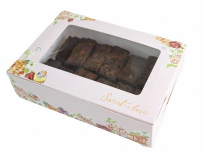 ก15xย.22xส.6.2 cm กล่องทรงแบน ลาย ฟลอร่า แอนด์ คัพเค้ก