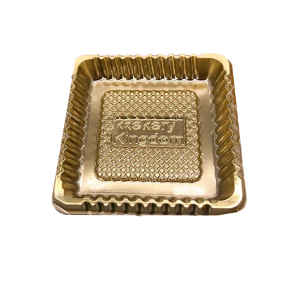 ถาดรองเค้กพลาสติกสีทอง(สี่เหลี่ยม)