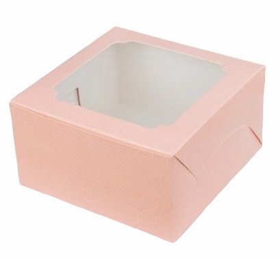 ก.16.6xย.16.6xส.9 cm กล่องคัพเค้ก 4 ชิ้น สีชมพูจุด