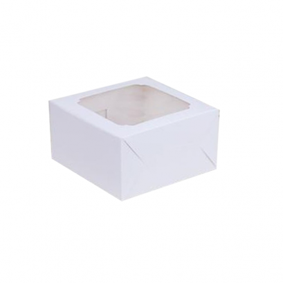 ก.16.6xย.16.6xส.9 cm กล่องคัพเค้ก 4 ชิ้น สีขาว (เฉพาะกล่อง)