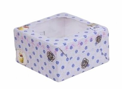 ก.16.6xย.16.6xส.9 cm กล่องคัพเค้ก 4 ชิ้น สีเทาลายผ้า