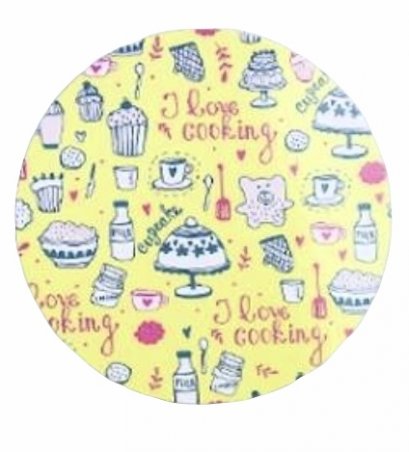 ฐานรองเค้ก ลายคุ๊กกิ้งสีเหลือง