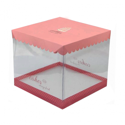 ก.25.7xย.25.7xส.23 cm กล่องเค้ก 2 ปอนด์ ชมพูทรงเตี้ย