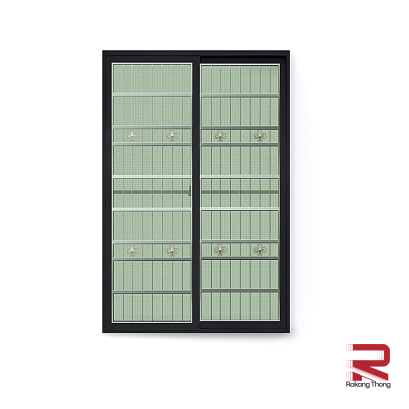 Aluminum Sliding Door Black Wrought Stainless Steel Winking