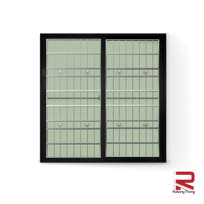 Aluminum Sliding Door Black Wrought Stainless Steel Winking